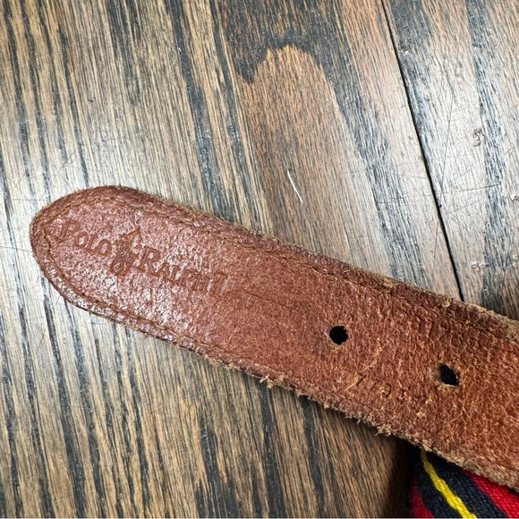 Vintage Polo Ralph Lauren striped leather and canvas belt size 36 - Picture 4 of 4